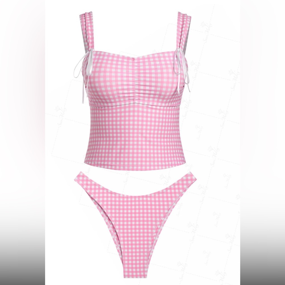 Pink Gingham Bikini Set